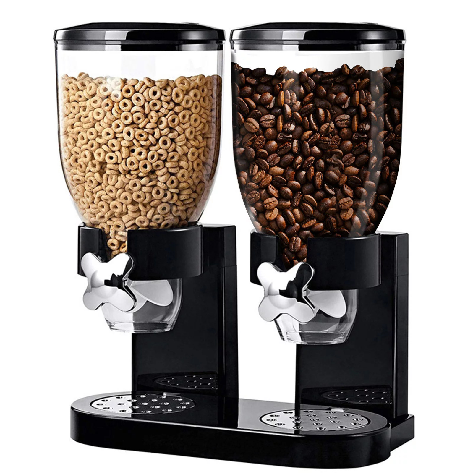 Indispensable Dry Food Dispenser, Dual Control, Black/Chrome