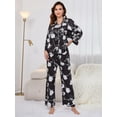 thumbnail image 1 of Pijamas para Dama Blanco y Negro Flores Pijama Larga Camisera y Pantalon, S-XL, 1 of 7