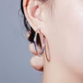 thumbnail image 5 of Rainbow Color CZ 925 Silver Round Circle Hoop Earrings Ladies Jewelry, 5 of 9
