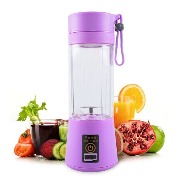 Mini Mélangeur Portable, Mélangeur à Smoothies à Deux Lames, Mini Mélangeur Personnel de Voyage avec Piles Rechargeables USB, Mélangeur de Fruits pour la Maison, Gobelet Détachable, Gobelet Extracteur de Jus USB (Violet)