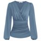 thumbnail image 1 of Blusa fruncida con cuello en V y cuello en V para mujer de GRACE KARIN Haze Blue XXL, 1 of 6