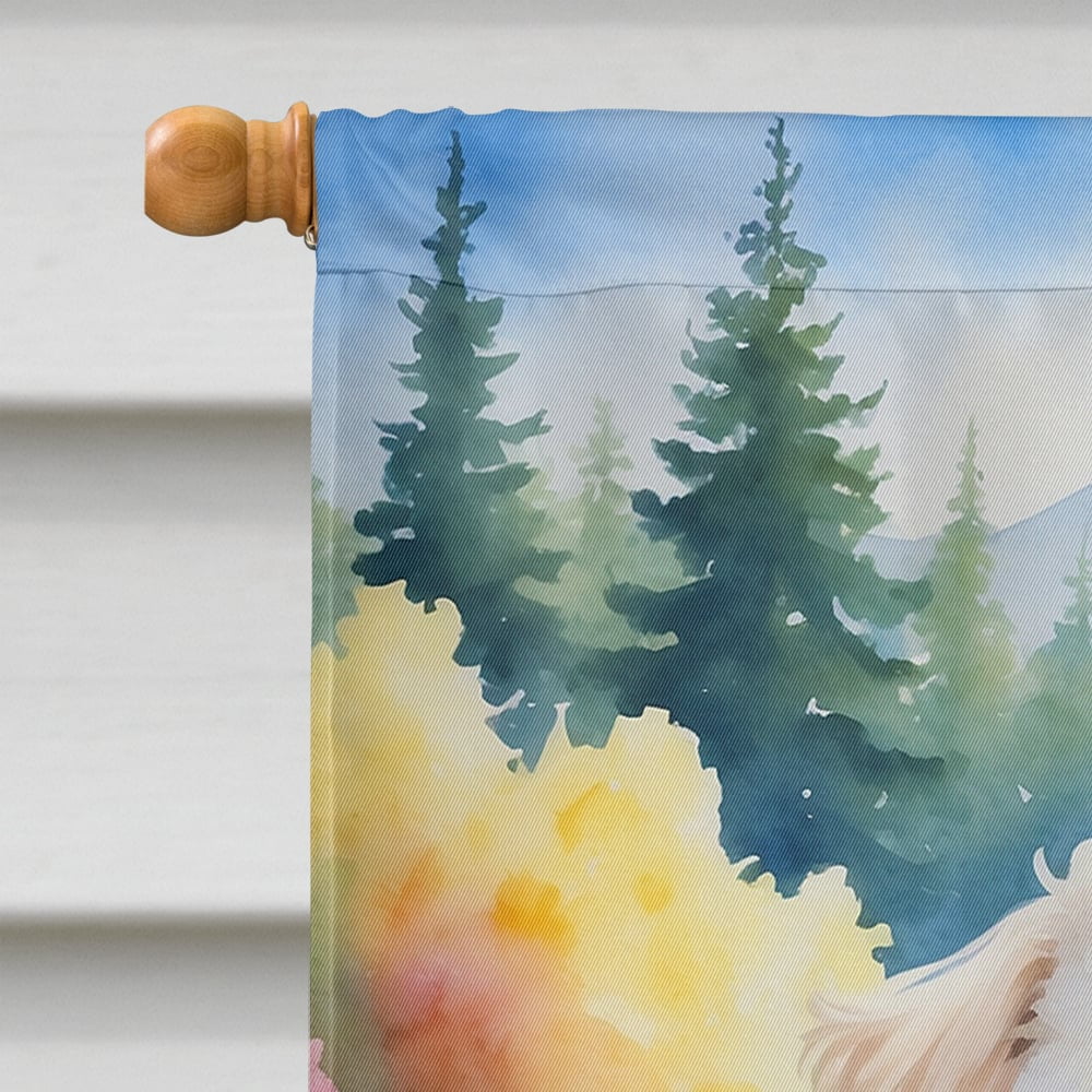 Maltipoo Spring Path House Flag 28 in x 40 in