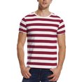 thumbnail image 4 of LELINTA Striped T Shirt for Men Crew Neck Tee Stripe Slim Fit Cotton Top Male Casual Red and White Striped, 4 of 8