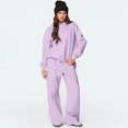 thumbnail image 6 of Bow Sweat Sets Bow Hoodie and Sweatpants Set for Women Women's 2 Piece Outfits Bow Trim Print Hoodie Sweatsuit Sets Oversized Sweatshirt Wide Leg Sweatpants With Pockets, Purple-XXL, 6 of 6