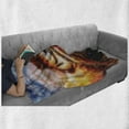 thumbnail image 5 of Mystic Soft Flannel Fleece Blanket, Mighty Tiger and Lion Head with Woman Face on Ornamental Background Artwork, Cozy Plush for Indoor and Outdoor Use, 70" x 90", Yellow Brown Blue, by Ambesonne, 5 of 5