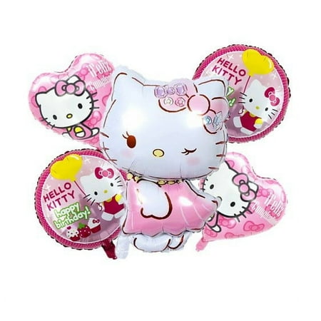 Pink KT Girls Birthday Party Decorations Paper Cup Plate Flag Kids Favors Baby Shower Disposable Tableware Balloons Supplies SH