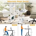 thumbnail image 4 of Hassch Mobile Standing Desk with Charging Station, Adjustable Computer Desk with Shelves, Hooks, Lockable Wheels & Leveling Feet for Bedroom, Home Office and Study Room, White, 4 of 9