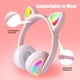 Wireless Headset, TSV Cat Ear LED Wireless Bluetooth Headphones, Foldable over-Ear Bluetooth Earphones With Built-in Microphone, Stereo Sound for Kids, Girls, Adults(Pink/Purple) - image 5 of 9