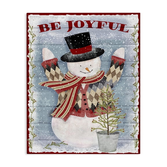 Stupell Industries Rustic Lodge Country Snowman Christmas Tree Canvas Art, 16 x 20, by Beth Albert