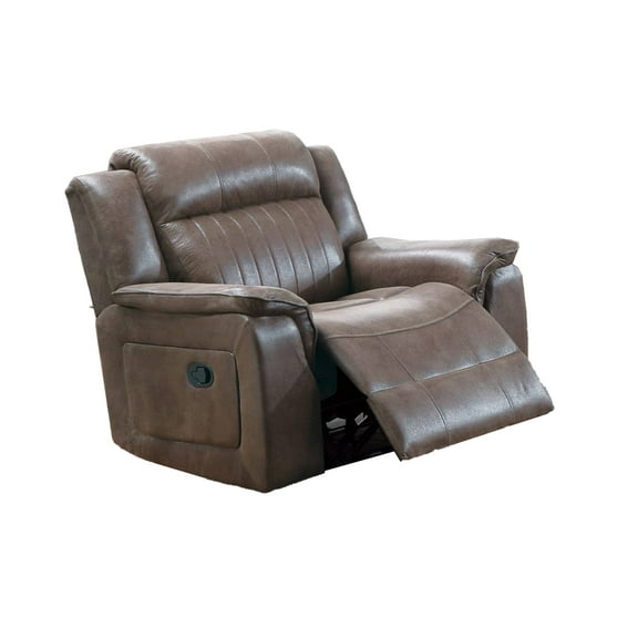 Fabric Manual Recliner Chair with Pillow Top Arms Brown - Saltoro Sherpi
