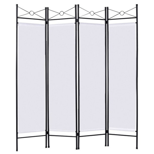 Costway 4 Panel Room Divider Privacy Screen Home Office Fabric Metal Frame Walmart Com