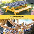 thumbnail image 6 of Navy Blue Geometric Table Cloths for 6 Foot Rectangle Tables, Vintage Abstract Art Patio Waterproof Elastic Fitted Tablecloths, Washable Rectangular Table Cover for Camping, 6 of 8