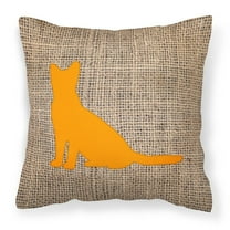 Carolines Treasures BB1071-BL-OR-PW1818 Cat Burlap and Orange   Canvas Fabric Decorative Pillow BB1071 18H x18W
