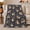 Pug Faces and Hearts, variant on Pug Faces with Hearts on Dark Field, Playful Graphic Style for Dog Lovers, Cute Puppy Pattern and Pet Adoption Gift, Cozy Flannel Blanket for Bedroom and Living Room, Home Decor