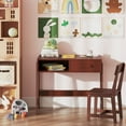 thumbnail image 4 of Costway Kids Desk and Chair Set with Storage Drawer and Hutch, Student Writing Desk Set Brown, 4 of 10