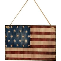 4th of July U.S. Flag Hanging Wall Sign (7.87 x 3.94 inches) - Patriotic Decor for Independence Day