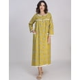 thumbnail image 2 of Moomaya Women's Cotton Maxi Nightdress | Printed A-Line Sleepwear | 3/4 Sleeve Round Neck Lounge Dress, 2 of 8