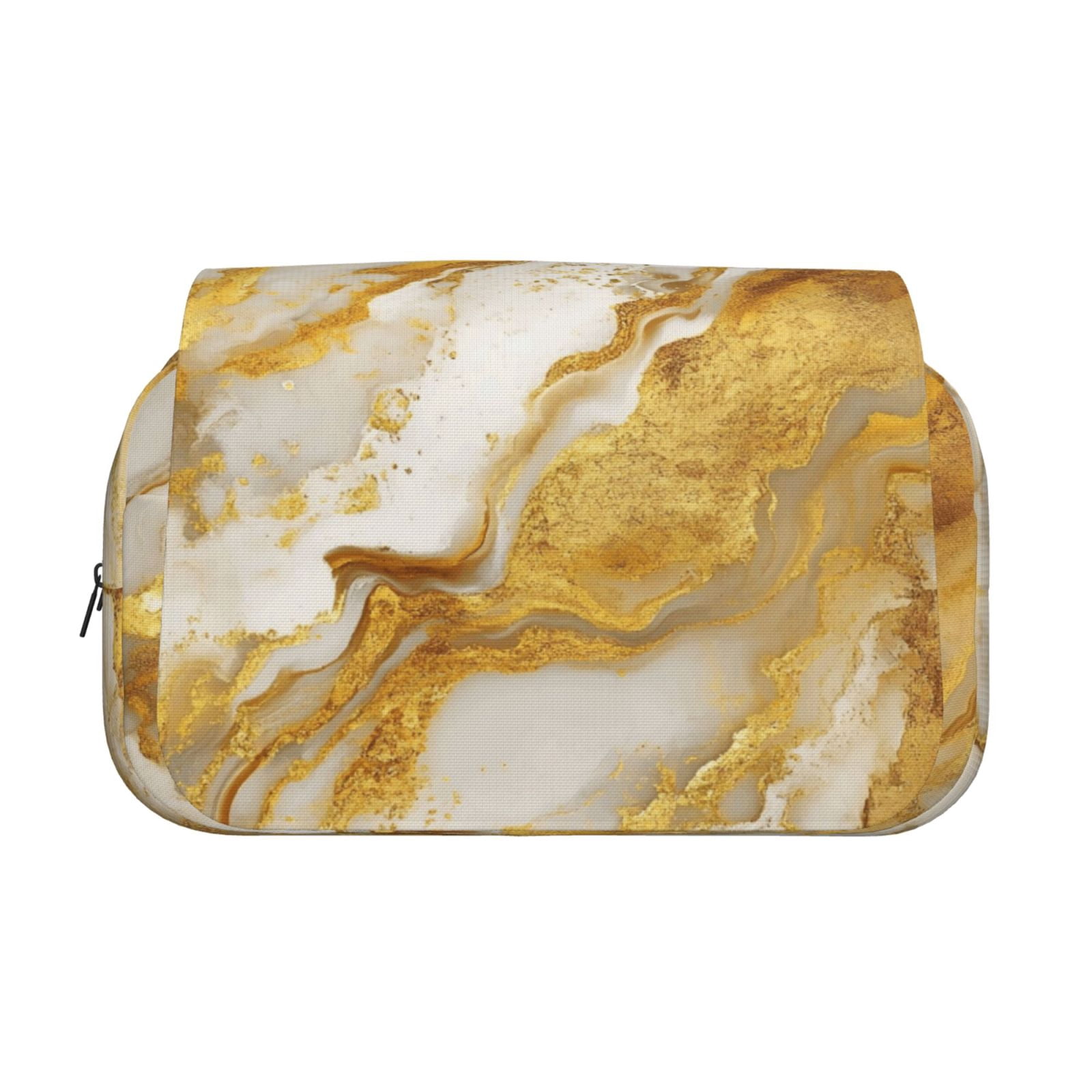 Large-Capacity Flip-Top Double-Layer Pencil Case, Multi-Functional Pocket Pen Case, Durable Stationery Organizer Gold Marble_1