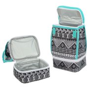Arctic Zone Dual Compartment Lunch Bag Plus with Microban® Protected Easy Clean Lining, Black and White Aztec