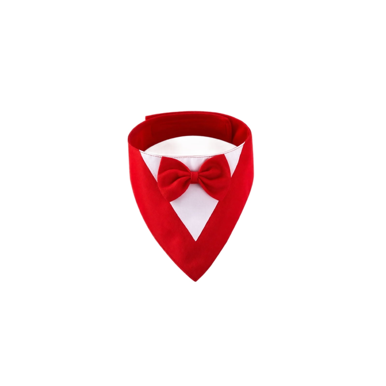 Pet Dog Supplies Red Dog Tuxedo Bandana Collar with Formal Bow Tie Tuxedo Style Dog Wedding Outfit Bandana Adjustable Formal Dog Attire Puppy Bib Soft Lightweight Festive Red