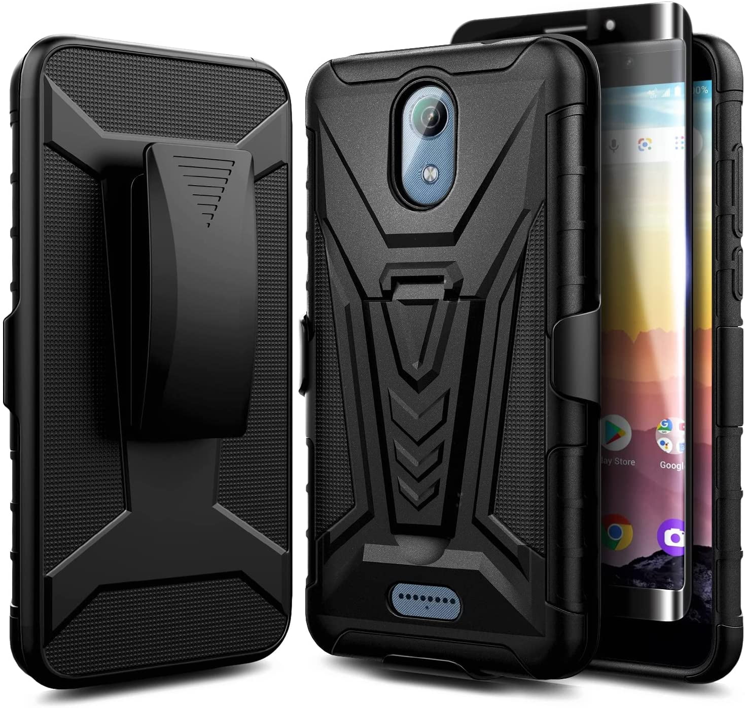 AT&T Calypso U318AA Case, Cricket Vision 3 Case with Tempered Glass