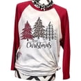 thumbnail image 1 of DYMADE Women Merry Christmas Baseball T Shirts Long Sleeve Raglan Plaid Truck Tree Graphic Splicing Top, 1 of 2