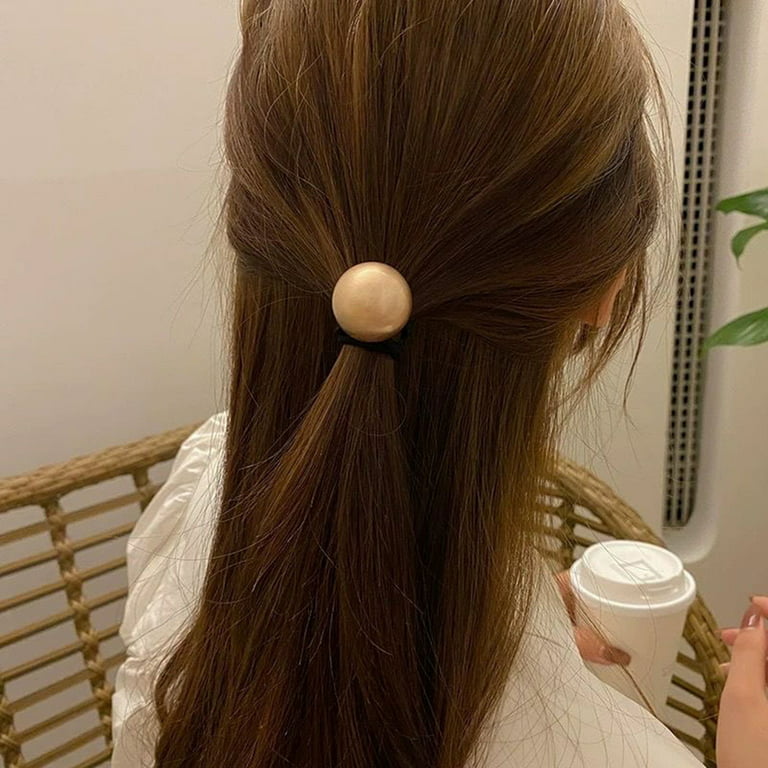 Opvise Women Hair Tie Metal Ball Good Elasticity Headwear Vintage Ponytail Holder Korean Style Hair Ring Hair Band Hair Accessories Rose Gold, Women's