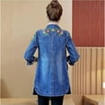 thumbnail image 4 of Lroveb Denim Jackets for Women Casual Jacket Slim Embroidery Long Sleeve Coat Female Jeans Coats with Pockets, 4 of 6