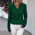 thumbnail image 3 of Vedolay Womens Fall Tops Womens 2023 Lantern Long Sleeve Crewneck Sweater Casual Solid Color Pullover Tops,Green S, 3 of 4
