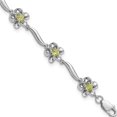 thumbnail image 1 of Sterling Silver Rhodium-Plated Floral Peridot Bracelet (7.5 X 7.83) Made In China qx982pe, 1 of 5