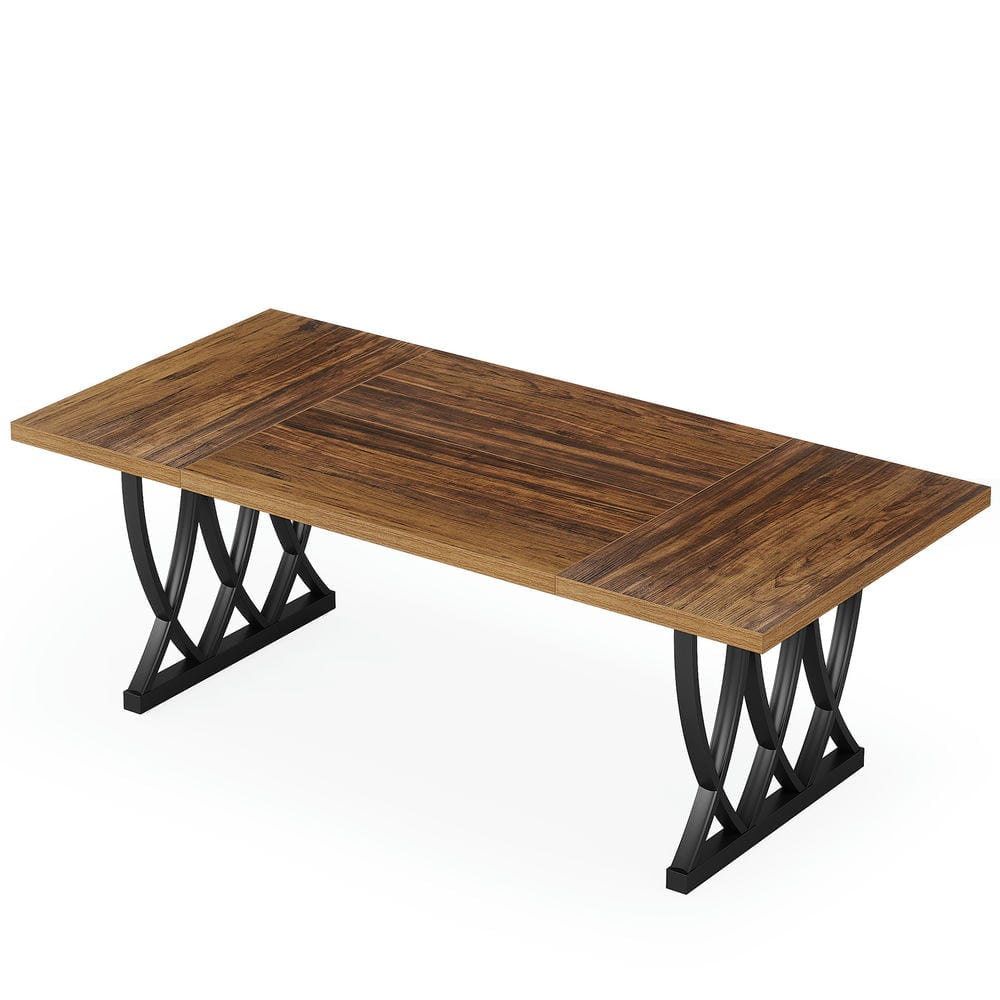 Resenkos Study Writing Desk, Computer Desk,70.8" Executive Desk, Retro Office Desk Computer Desk,Brown & Black