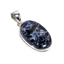 Natural Large Oval Pietersite Gemstone 925 Sterling Silver Statement Pendant for Men and Women