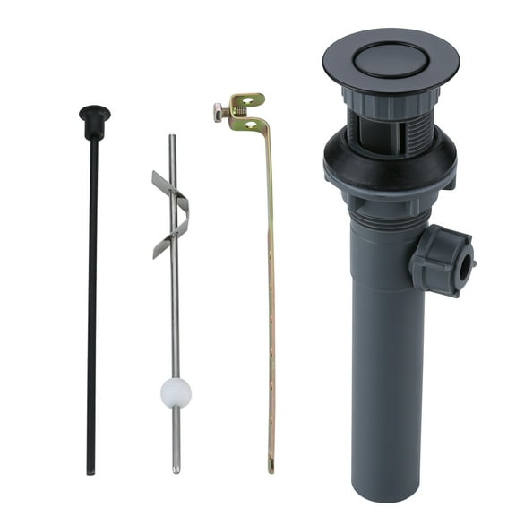 WOWOW Sink Drain with Overflow, Bathroom Sink Stopper with Lift Rod, Matte Black Drain for Vessel Sink