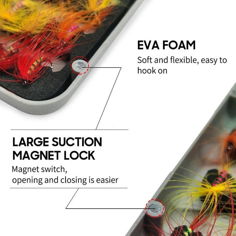 Flies for Fly Fishing, Dry/Wet Fly Fishing Lures, Fly Fishing Gear for  Bass, Trout, Salmon with Box, Fly Boxes, Lure Boxes, Accessories, 32Pcs