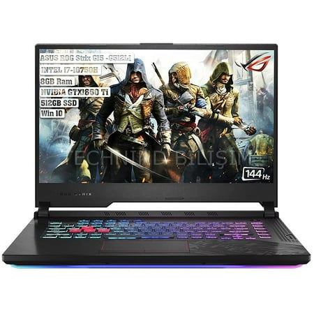 Asus ROG Strix G15 15.6" Full HD 144Hz Gaming Notebook Computer, Intel Core i7-10750H 2.6GHz, 8GB RAM, 512GB SSD, NVIDIA GeForce GTX 1650 Ti 4GB, Windows 10 Home, Electro Punk