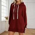 thumbnail image 2 of Arlun Oversized Quarter Zipper Hoodies Dress for Women Warm Loose Comfortable Long Sleeve Pullover Sweatshirts Casual Solid Color Split Hem Drawstring Long Tops with Pocket S, 2 of 5