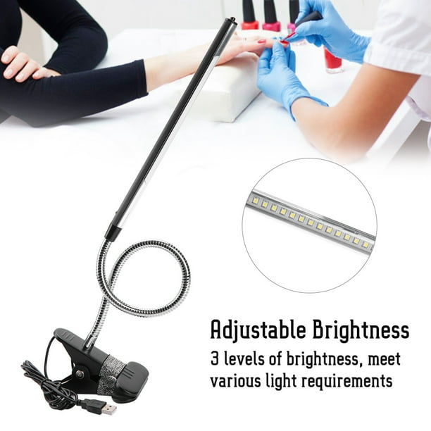 Lámpara de escritorio USB LED Fugacal para Tatuaje/Manicura/Maquillaje Negro