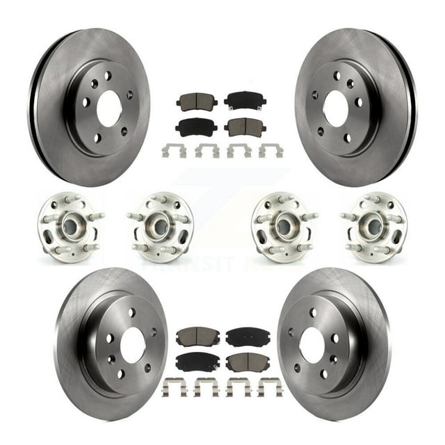 Transit Auto Front Rear Hub Bearings Assembly Disc Brake Rotors and Ceramic Pads Kit (10Pc) for Car Chevrolet Malibu Limited - Left Right Side (Driver Passenger) KBB-119126