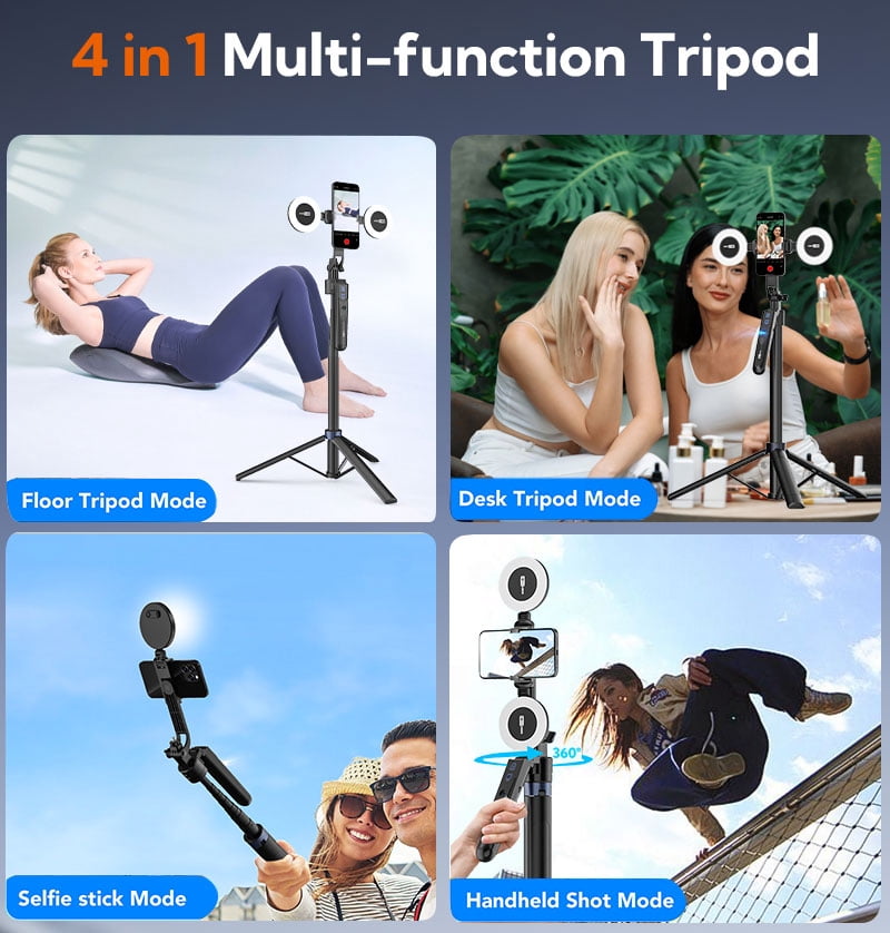 USKEYVISION Auto Face Tracking Tripod 360 Rotation,Phone Tripod for iPhone w/Fill Light,Selfie Stick for iPhone w/Remote Control,70” Phone Holder Video Recording for Content Creators TikTok(UTK-02)