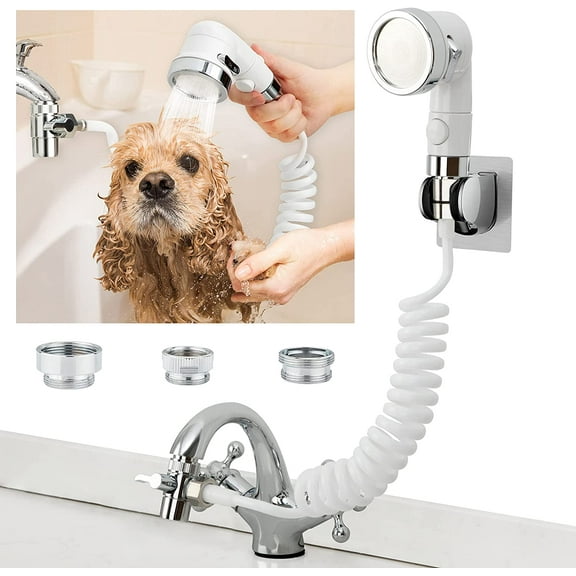 Sink Faucet Sprayer Attachment, Shower Head Attaches to Tub Faucet, Dog Bathing Hose Shower Set for Laundry Bathroom Kitchen