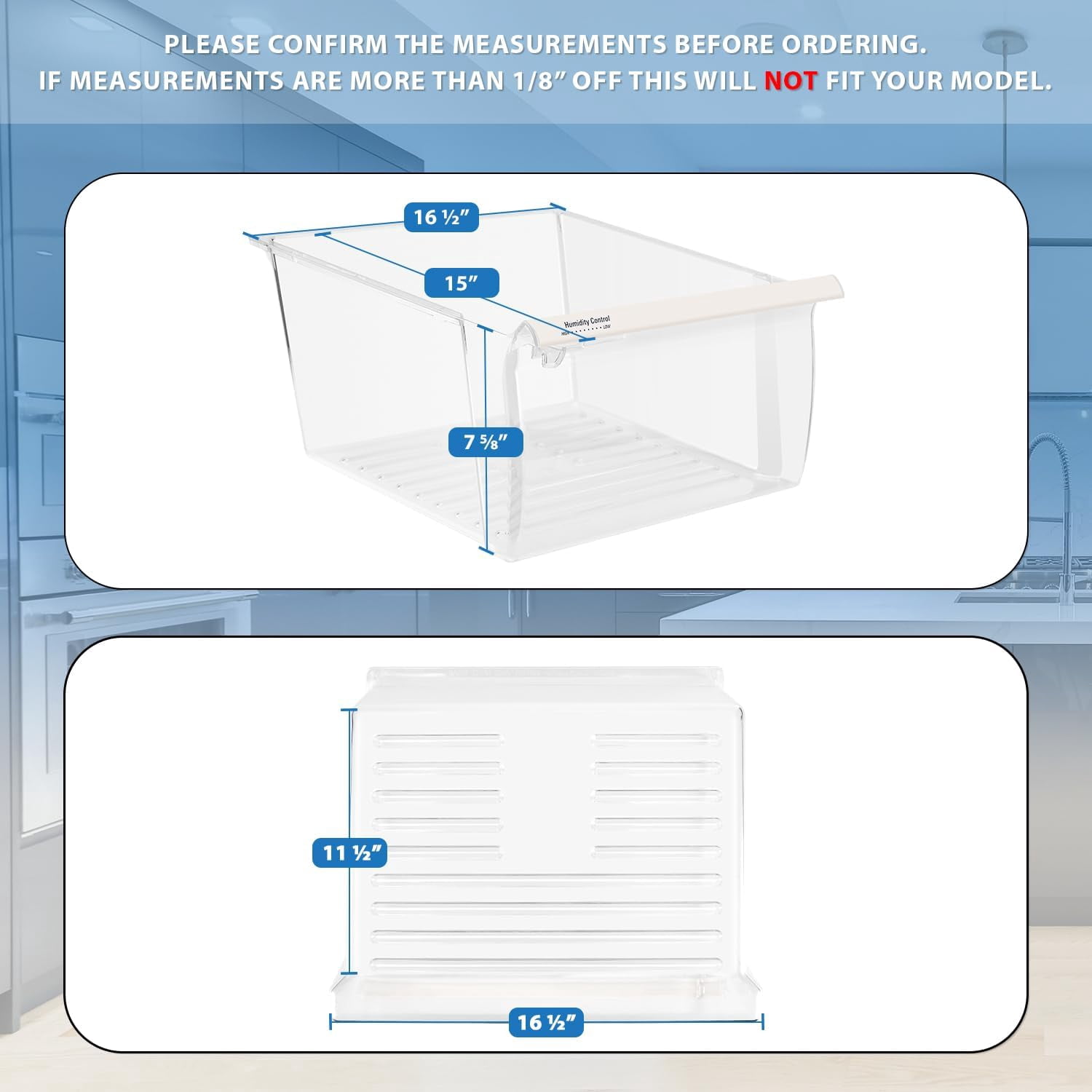 Upgraded Lifetime Appliance Parts 2188656 Crisper Bin (Upper) Compatible with Whirlpool Refrigerator | Fridge Drawers | Kenmore Refrigerator Parts | Whirlpool Shelf Replacement - WP2188656