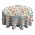 thumbnail image 4 of Round Waterproof Tablecloth 60×60 Inch, Boho Style Reusable Indoor/Outdoor Durable Table Cover for Party Kitchen Dinner Room Decor, 4 of 6