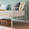 thumbnail image 5 of VECELO Twin Daybed with Trundle, Metal Bed Frame & Trundle Frame Set with Wheels, No Box Spring Needed Sofa Bed Frame for Living Room Guest Room, White, 5 of 8
