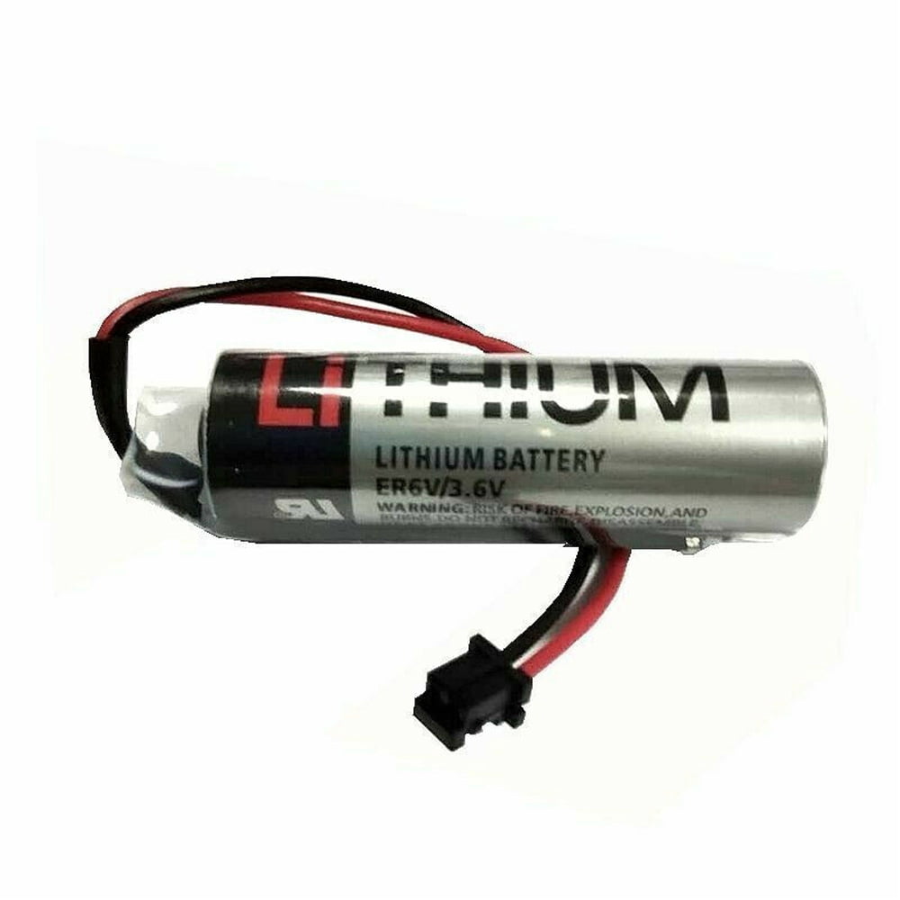 2PCS 3.6V 2400mAh ER6V/3.6V Lithium Battery AA for ER6VC119A ER6VC119B for M70 PLC with Black Plug