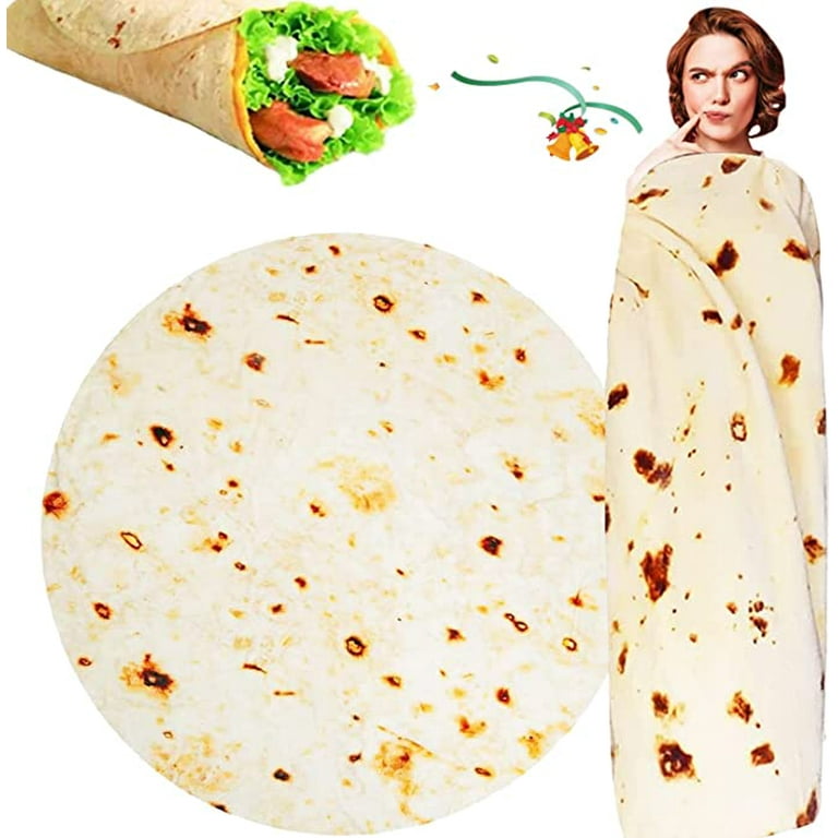 Double Sided Burritos Tortilla Blanket Funny Round Food Blanket