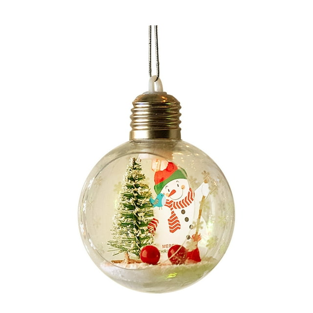 Fiudx Bola Decorativa Luminosa Navideña, Diseño de Muñeco de Nieve y Anciano, Material de Cristal Acrílico, Función de Iluminación, Decoración de Nochebuena de Ensueño, Decoración de Ventana y Fiesta
