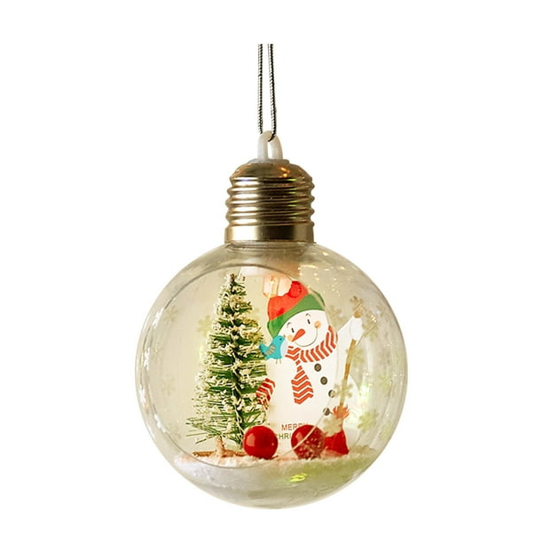 Fiudx Bola Decorativa Luminosa Navideña, Diseño de Muñeco de Nieve y Anciano, Material de Cristal Acrílico, Función de Iluminación, Decoración de Nochebuena de Ensueño, Decoración de Ventana y Fiesta