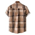 thumbnail image 3 of QUINDOS Button Down Hawaiian Button up Shirt Casual Short Sleeve Summer Cotton Linen Shirts Loose Vacation Plaid Beach Shirts, 3 of 8
