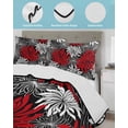 thumbnail image 3 of Full Size Quilt Bedding Set, Red Black Flowers Reversible Summer Quilt 3 Pieces, Abstract Botanical Floral Textured Plant Lightweight Bedspreads Coverlets with 2 Pillow Shams for All Seasons, 3 of 5