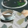 thumbnail image 3 of Ambesonne Forest Fitted Round Tablecloth, Leaves Botanical Minimalist, 45"- 56" Diameter, Khaki White and Hunter Green, 3 of 5